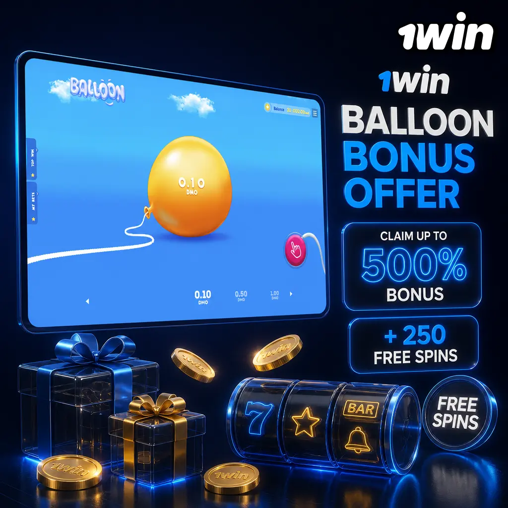 1win Balloon welcome bonus: up to 500% match on first 4 deposits, 500 free spins, 600% for crypto users