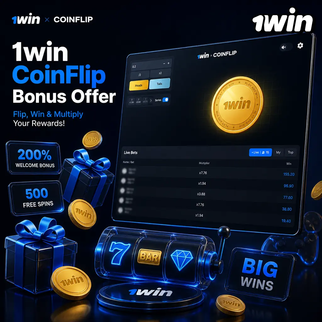 1win CoinFlip welcome bonus: up to 600% match on four deposits plus 500 free spins for new players