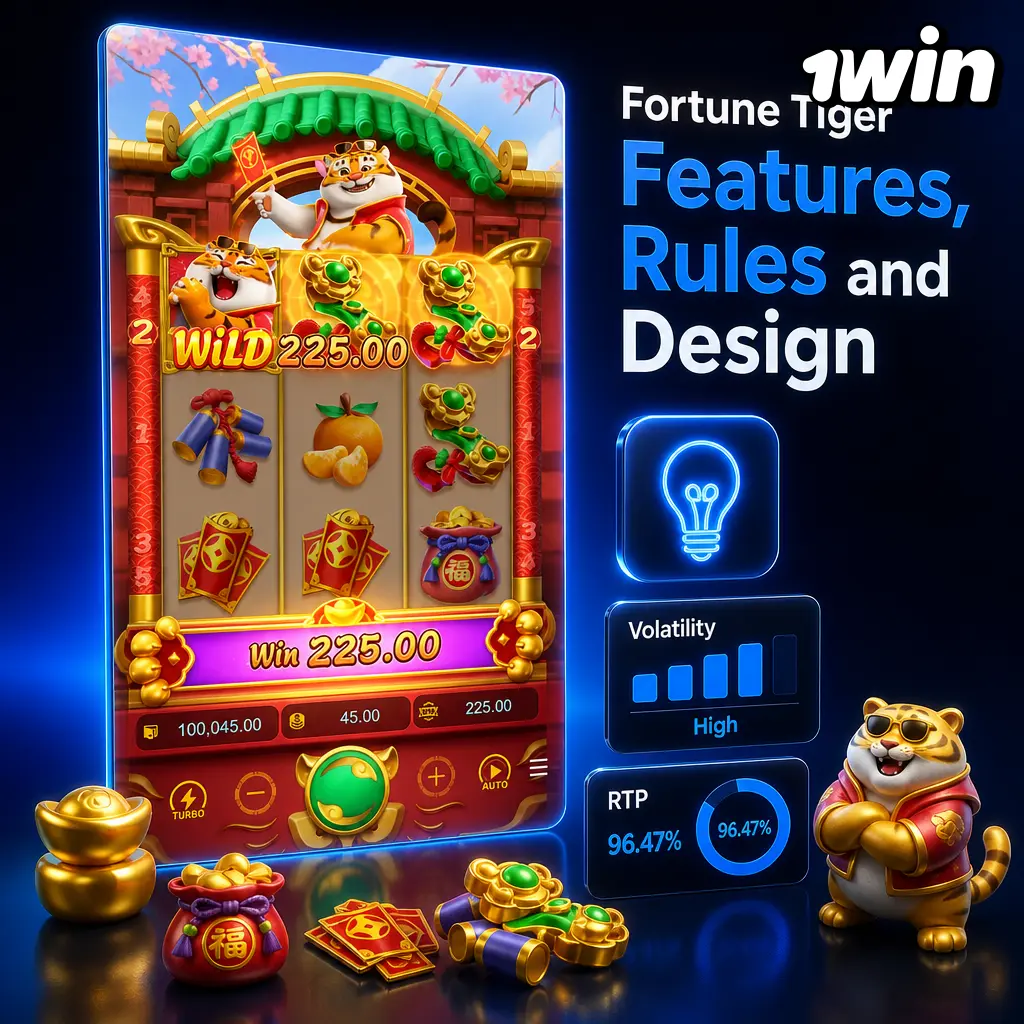 Fortune Tiger slot by Pocket Games Soft: 3x3 grid, 96.81% RTP, tiger wilds, and respin multipliers on 1win.