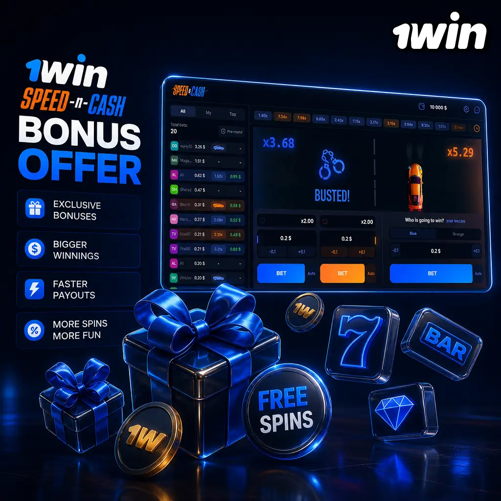 1win Speed-n-Cash bonus: up to 500% match and 500 free spins on your first four deposits, crypto rates apply.