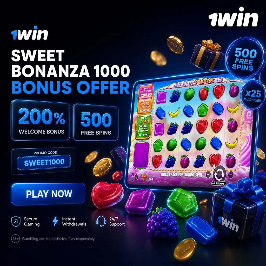 1win Sweet Bonanza 1000 welcome bonus: up to 600% match plus 500 free spins on your first four deposits