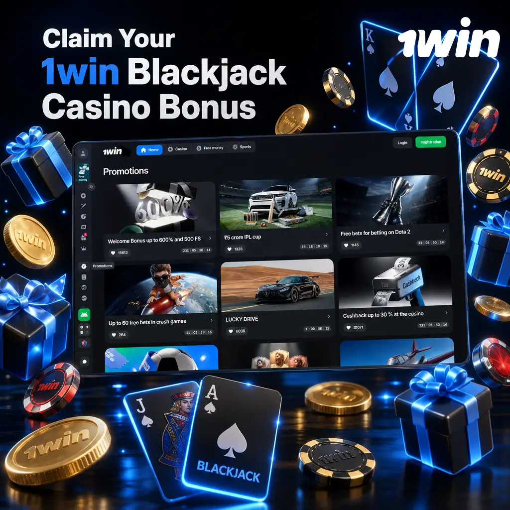 1win blackjack casino bonus: 500% up to 180,000 INR plus 500 free spins on first deposits, no promo code needed