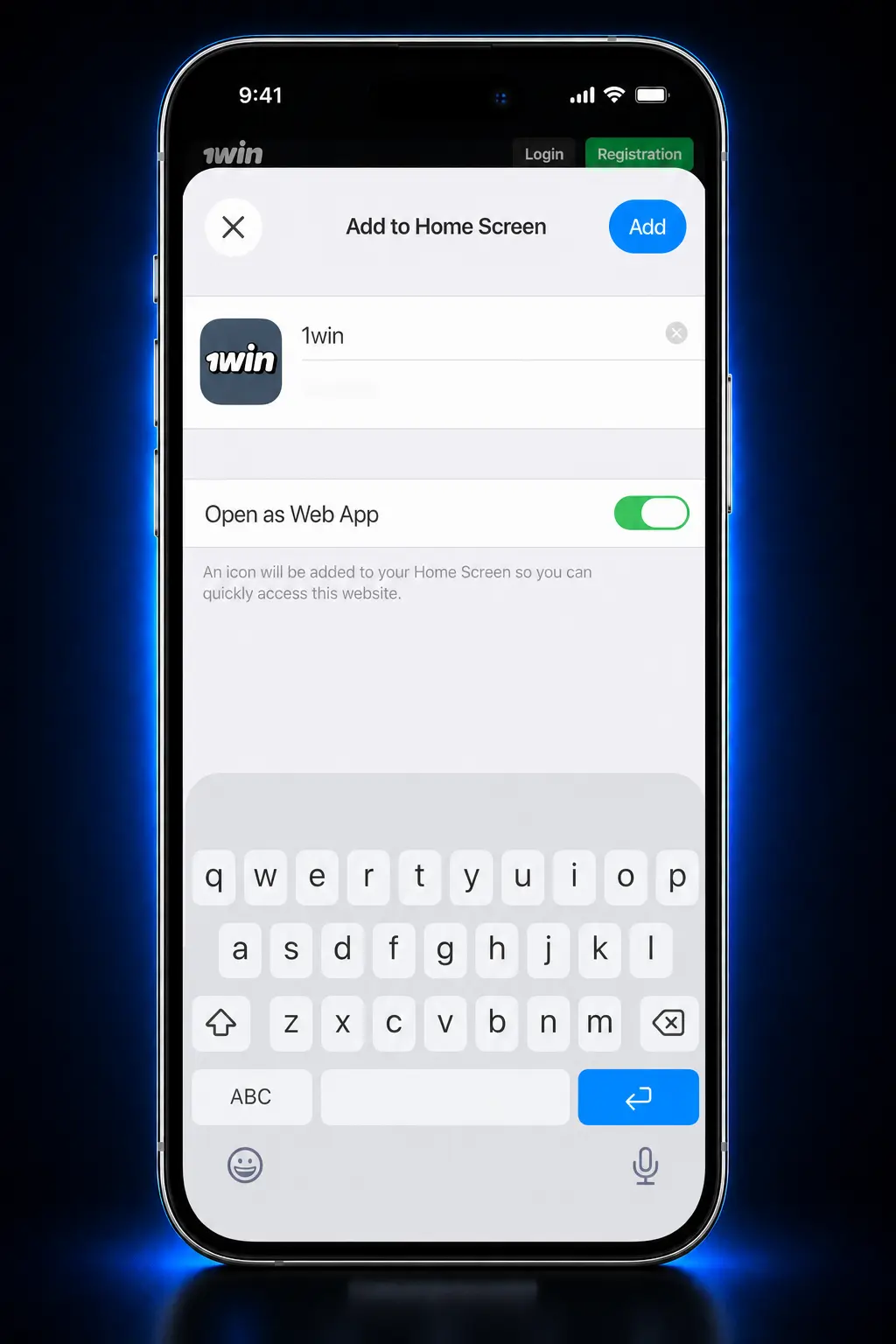 Step-by-step guide to installing the 1win app on iOS via Safari and home screen shortcut