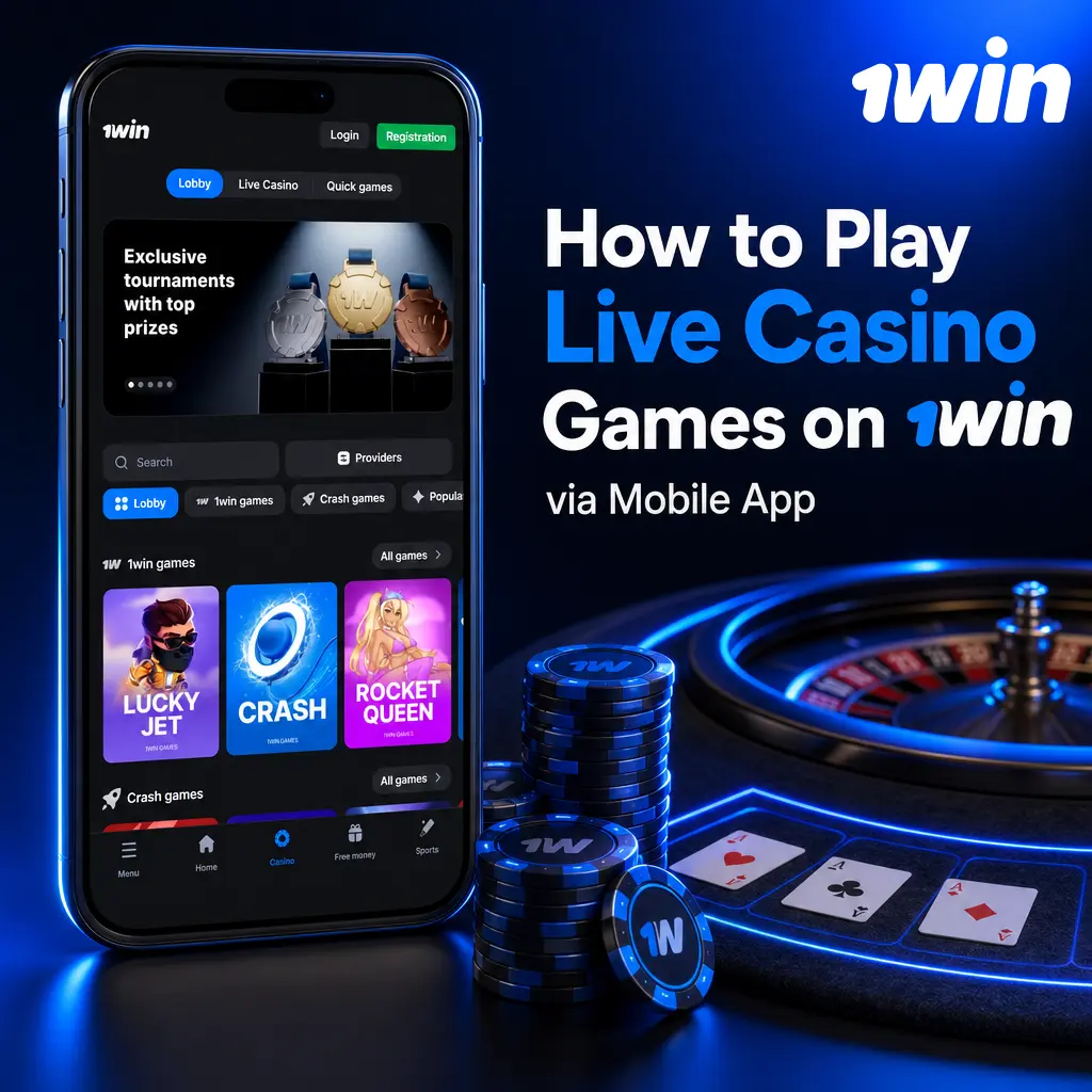 Steps to play live casino games on the 1win mobile app for Android and iOS devices