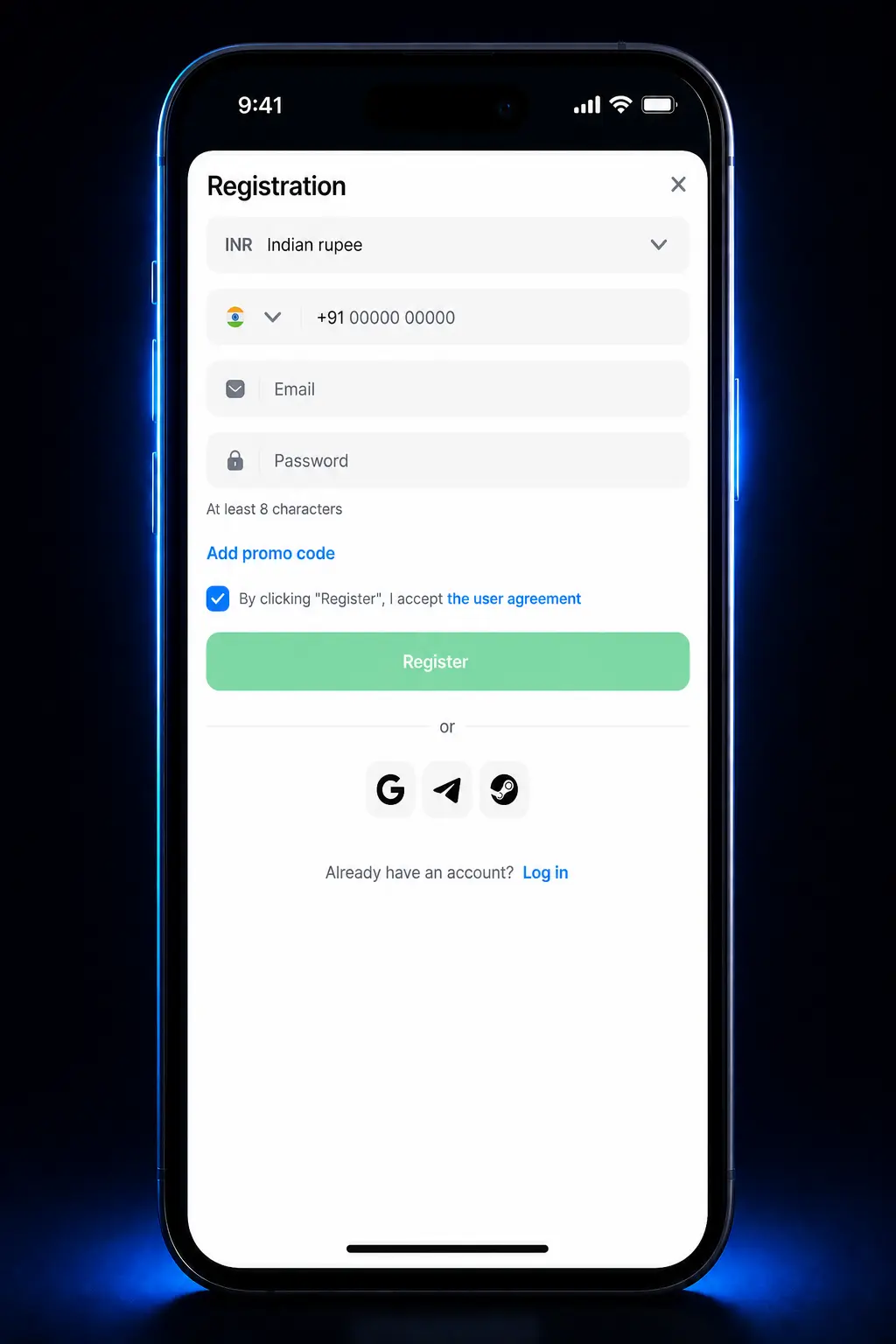 Step-by-step guide screenshot showing how to activate and use 1win bonuses via promo code on mobile