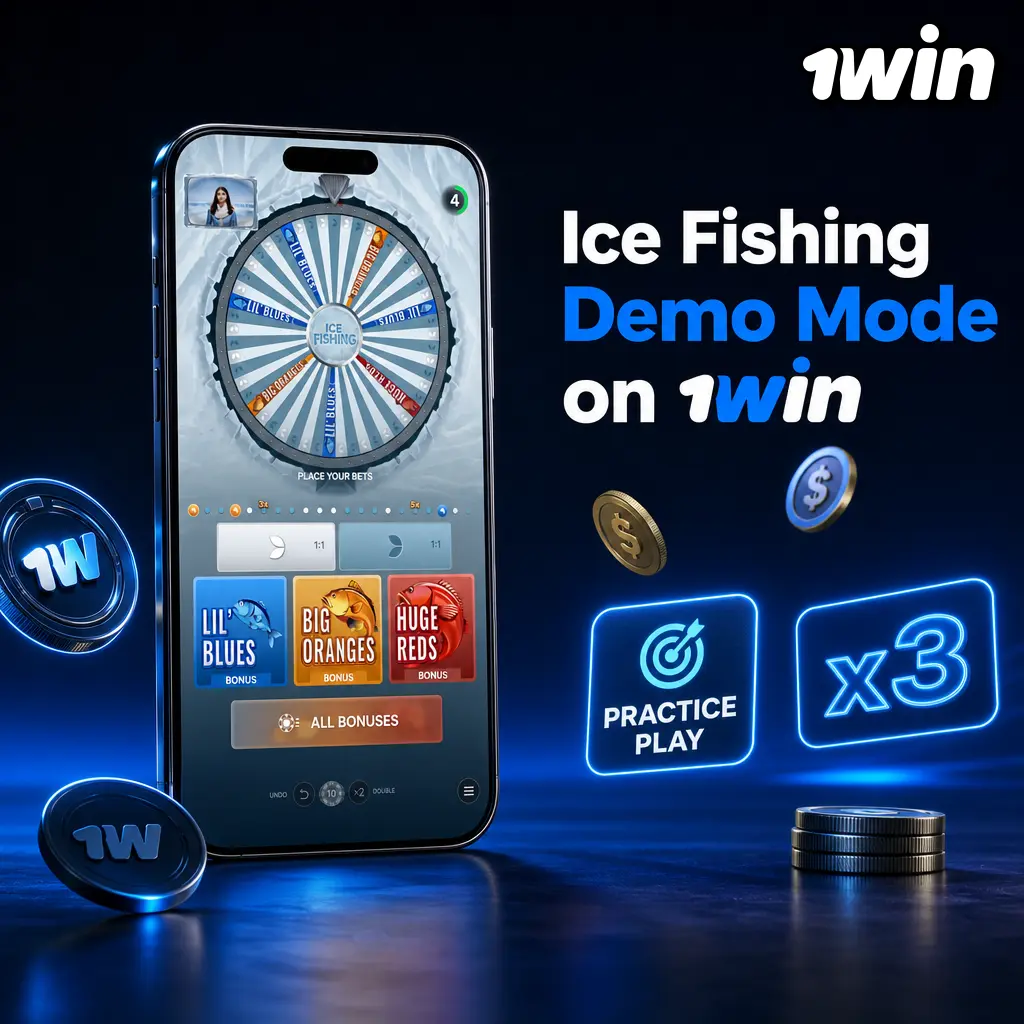 Ice Fishing demo mode on 1win with 1,000 free credits to test volatility and multiplier rounds