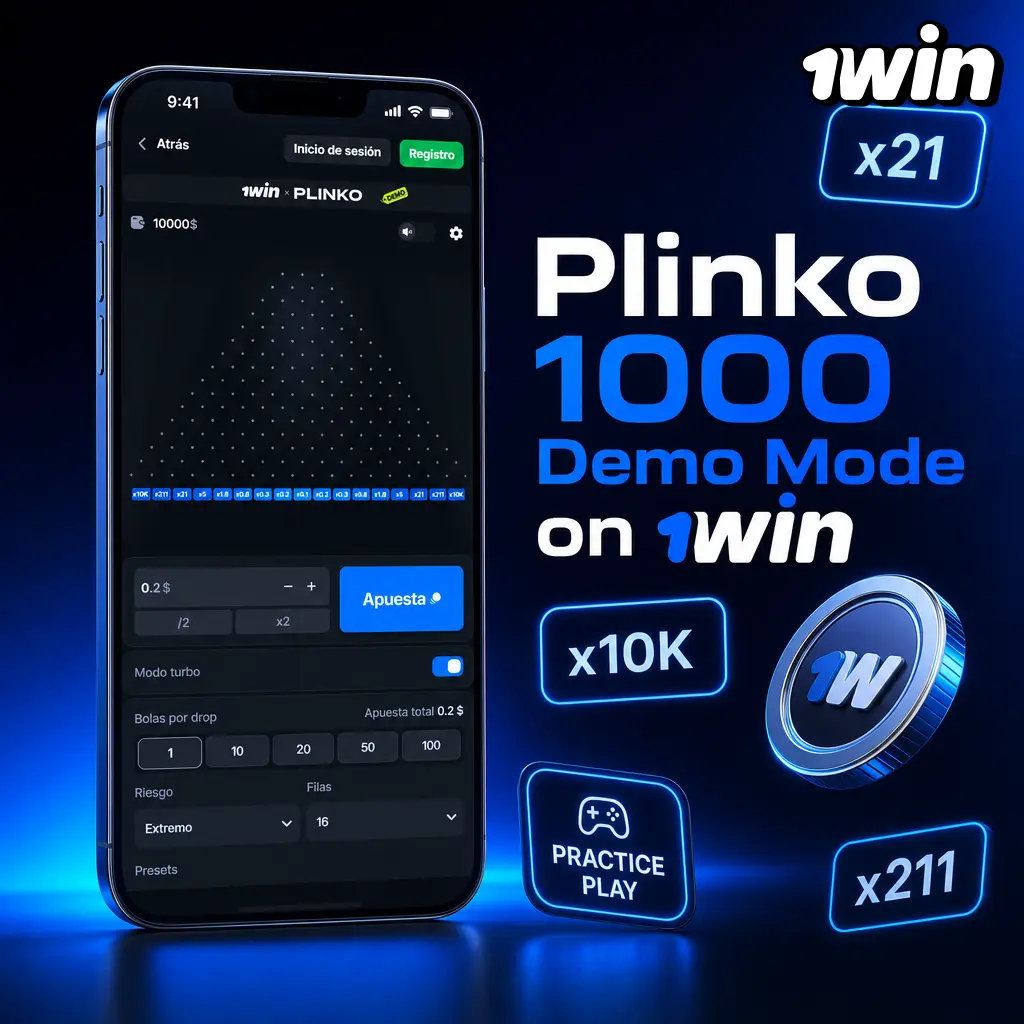 Plinko 1000 demo on 1win: test risk levels, row counts, and multipliers free with 1,000 virtual credits.