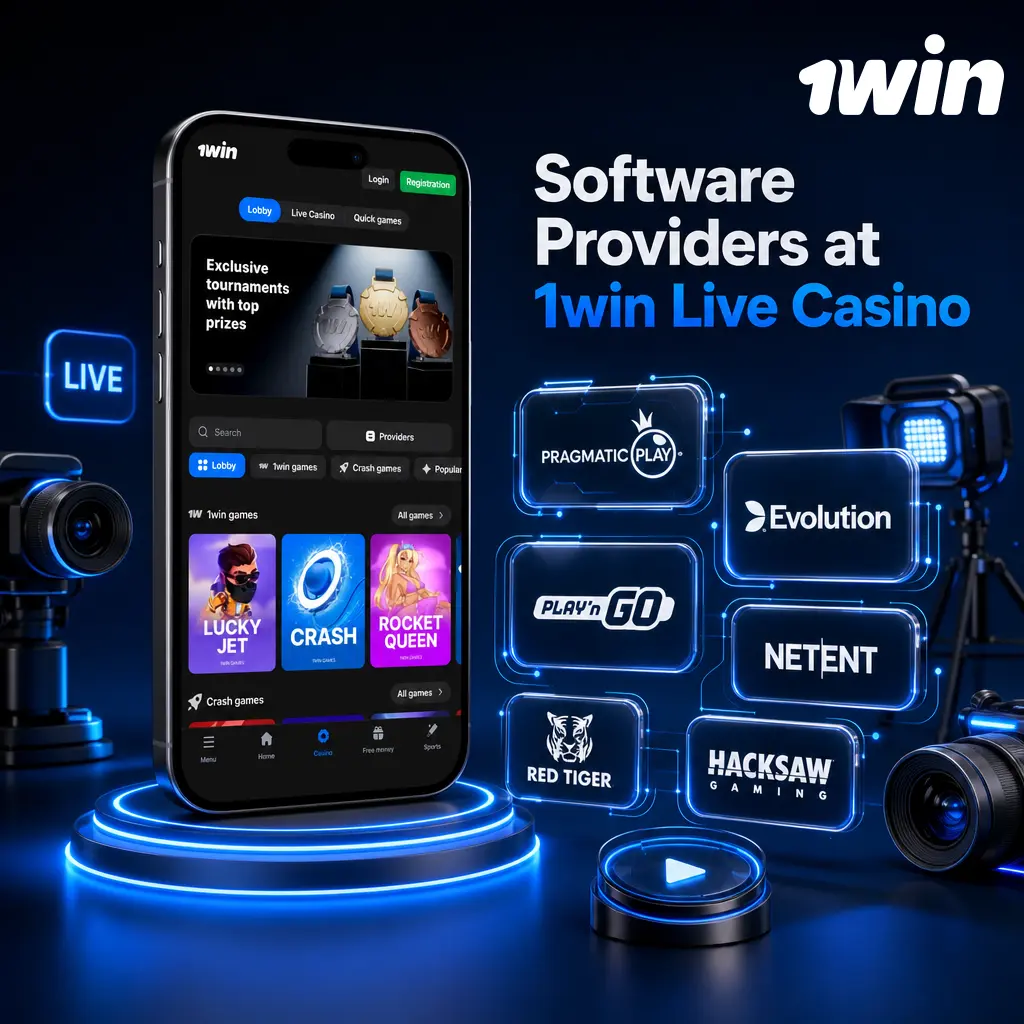 Live casino software providers at 1win, including Evolution, Ezugi, and Pragmatic Play Live studios
