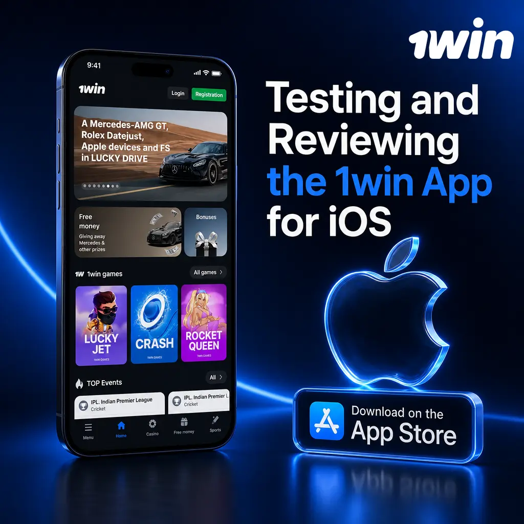 1win iOS app screenshot showing stable performance on iPhone and iPad with free download